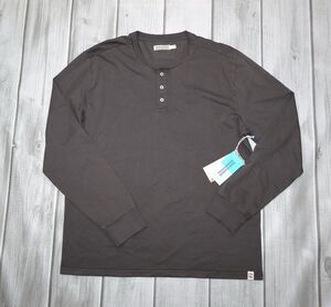 NEW Fair Harbor Saltaire Organic Cotton Henley Long Sleeve Shirt Men's XL Black